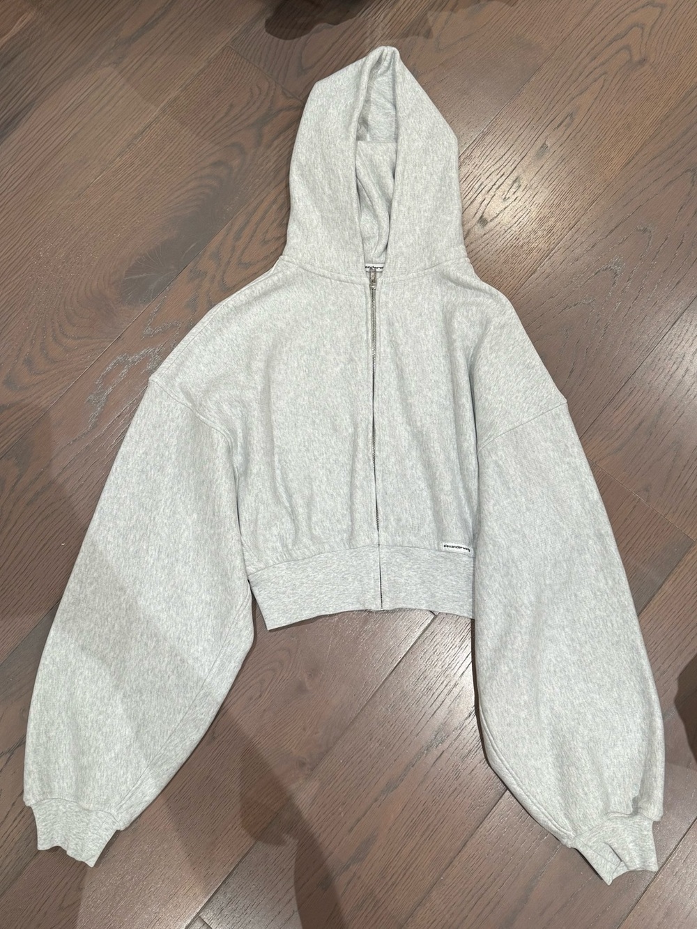 Alexander Wang Light Heather Gray Cropped Zip Hoodie